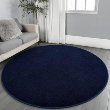 Imagem de Gifeas Tapetes redondos ultramacios para sala de estar, quarto, 1,2 x 1,2 m, azul marinho, espuma viscoelástica espessa, tapetes circulares modernos para ambientes internos, antiderrapante,