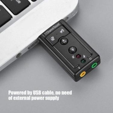 Imagem de Placa De Som Áudio Externo Adaptador Usb 7.1 Pc e Notebook P2 e P3 - E