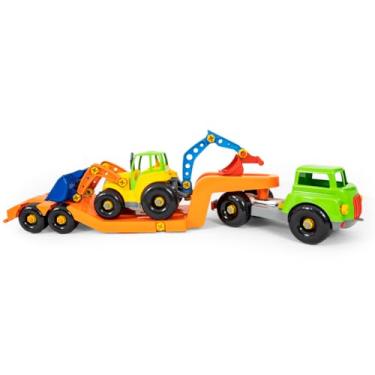 Imagem de Brinquedo Carreta Didática Retroescavadeira Desmontável Infantil 100cm