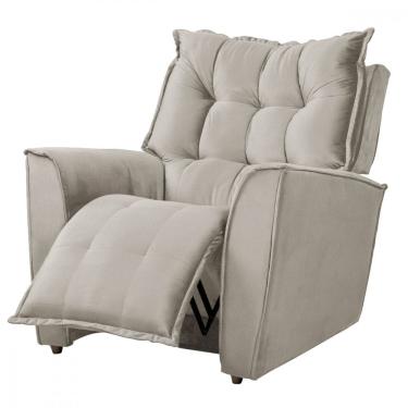 Imagem de Poltrona Da Mamãe Para Sala Reclinavel Carinho Veludo Marfim