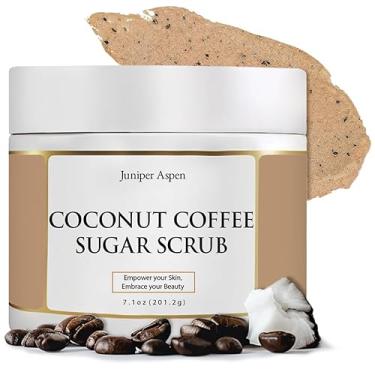 Imagem de JUNIPER ASPEN Esfoliante Corporal De Coco, Café E Açúcar, Esfoliante De Açúcar Que Espuma Para Hidratar E Esfoliar O Corpo, Mãos E Pés, Esfoliante Corporal Para Banho Ou Chuveiro Com Extrato De Avei