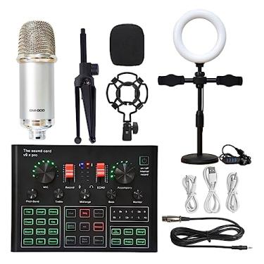 Imagem de AKALNNB Kit de placa de som microfone condensador de estúdio profissional WXH1000 kit de microfone com placa de som ao vivo, karaokê sem fio, configuração de estúdio Bluetooth para gravação M