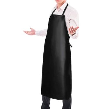 Imagem de Avental de PVC Avental preto de trabalho preto Avental Avental resistente a manchas de óleo pesado para cozinha para cozinhar lavagem de louça e uso industrial adequado para