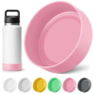 Imagem de Diumepo Bota de silicone para garrafa de água YETI Rambler de 1,020 g, protetor inferior de manga antiderrapante para garrafa Yeti de 1,020 g, capa de manga inferior, livre de BPA (rosa claro)