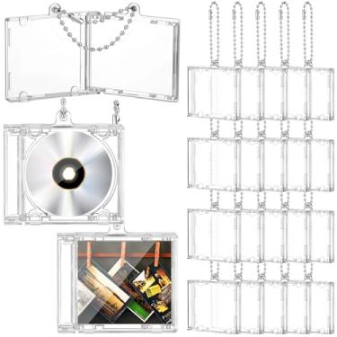 Imagem de Misdary Mini CD Porta-chaves Álbum Capas de Plástico Cd Capa de DVD Transparente DVD Joia Chaveiro Música Em Branco Mini Suporte de Disco Compacto Pingente Personalizado para DIY Mochila Pendurada
