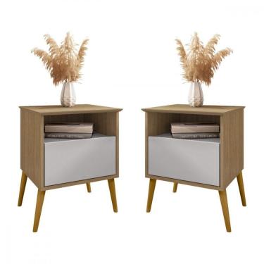 Imagem de Kit 2 Mesas De Cabeceira Cancun Cinamomo E Off White Bechara