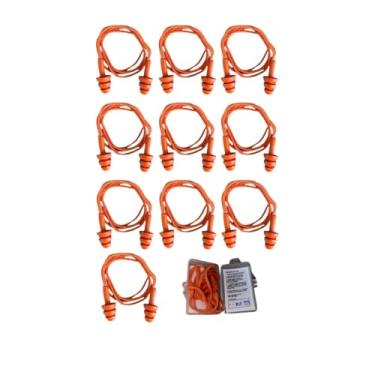 Imagem de Kit 10 Protetor Auricular Ouvido Plug Silicone Antialérgico com Capa Protetora EPI