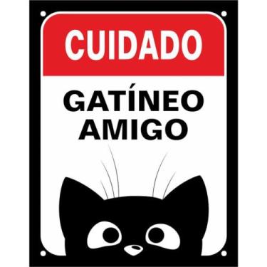 Imagem de Placa Decorativa PS 18x23cm Cuidado, Gatíneo Amigo - DEC21 - SINALIZE