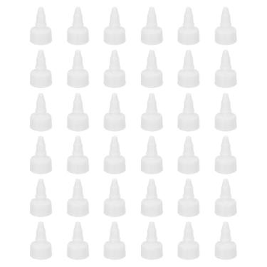 Imagem de PATIKIL Tampas de garrafa torcidas 24/410, 36 peças de tampas de substituição de garrafas de plástico com borda nervurada com junta de espuma para tampas de tinta, distribuição de cola, branco