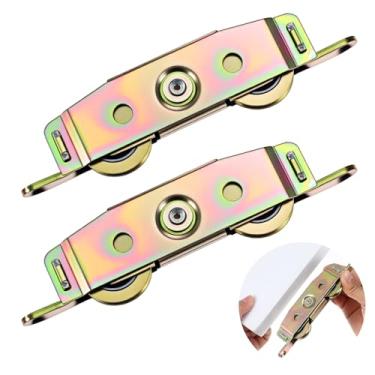 Imagem de Pacote com 2 rolos de porta de vidro deslizante resistentes - substituição de rolos de porta de pátio de ferro zincado com rolamentos de esferas para deslizamento suave (rodas de aço de 3,5 cm)