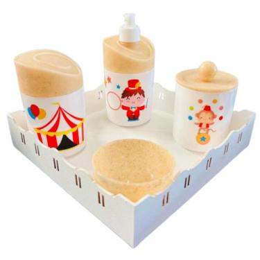 Imagem de Kit Higiene Baby Circo Menino c/bandeja em MDF - Dóia Kids, Quadrada B