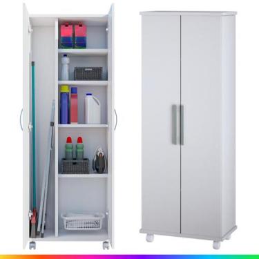 Imagem de Armário Lavanderia 2 Portas com Espaço para Vassouras Multiuso com Rod