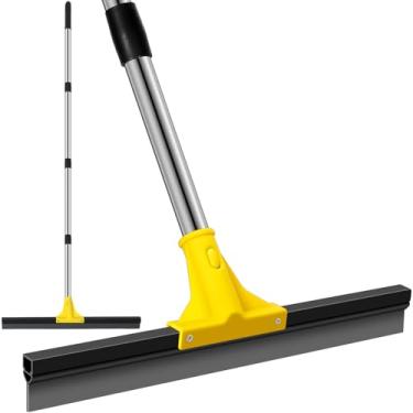 Imagem de Leriton Rodo de chão com cabo longo de 152 cm e lâmina de silicone de 76 cm, vassoura grande para limpeza de concreto e azulejos, raspador de água resistente para chuveiro, piscina, garagem, espuma