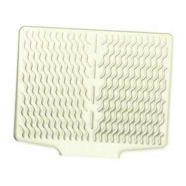 Imagem de Bothyi Tapete de silicone para escorredor de louças, antiderrapante, fácil de limpar, evita acúmulo de água, tapete para escorredor de louças para de, Branco