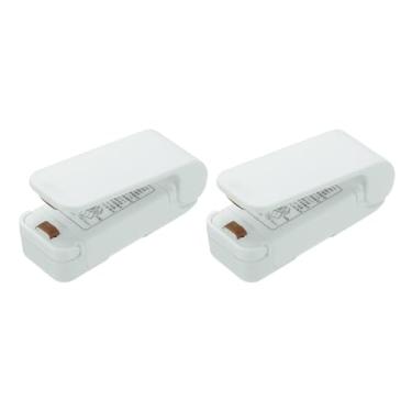Imagem de PATIKIL 2 peças de mini máquina de selagem portátil, seladora a vácuo térmica portátil para alimentos, mini seladora magnética para sacos de plástico, armazenamento de lanches, branca (alimentado por