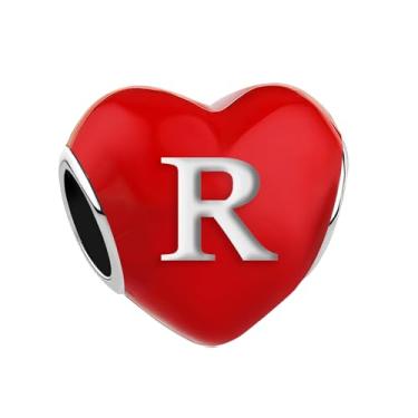 Imagem de JMQJewelry Berloques para pulseiras, letra R, letra R, pingente do alfabeto, cão, gato, casa, compatível com pulseiras Pandora