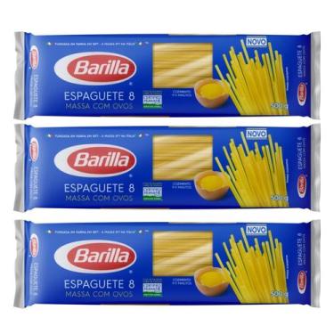 Imagem de Kit 3 Macarrão Barilla Massa com Ovos Espaguete 8 500g