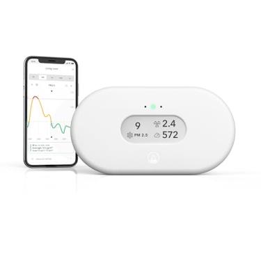 Imagem de Airthings 2960 View Plus – Monitor de radônio e qualidade do ar com PM 2,5, CO2, VOC, detector de umidade e temperatura, aplicativo móvel, Wi-Fi, notificações