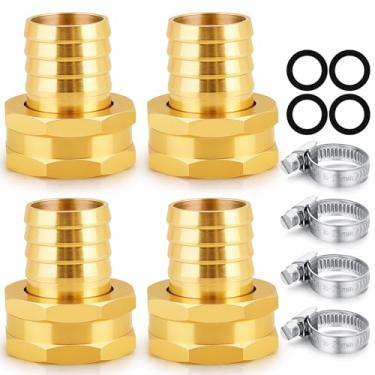 Imagem de SIGURANTA Encaixe de mangueira fêmea de 3/10.2 cm | Conector de rosca GHT de latão para torneira/babador/torneira | Adaptador de extremidade de mangueira de jardim (3/10.2 cm FHT Barb Fitting 4 peças)