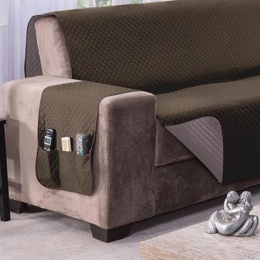 Imagem de Protetor De Sofá Dupla Face Impermeável Mr 2 Lugares - Marrom/cáqui