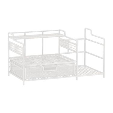 Imagem de predolo Organizador de mesa, bandeja de papel para cartas, suporte vertical versátil para livros, organizador de mesa e acessórios, suporte de malha para, Branco