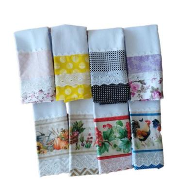 Imagem de Pano de Prato Estampas Variadas - Combo 08 Unidades - Bordados da Nice