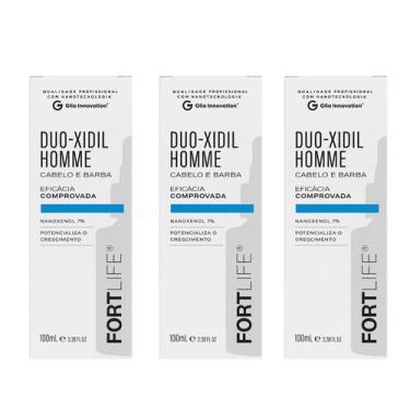 Imagem de Kit 3 Tônico Capilar Duoxidil Barba E Cabelo Fortlife