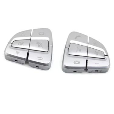 Imagem de Goodithy 6 peças capa de botão de controle de volante multifuncional acessórios de direção painel de substituição para Mercedes Benz C Class W205 GLC Class W253 (prata)