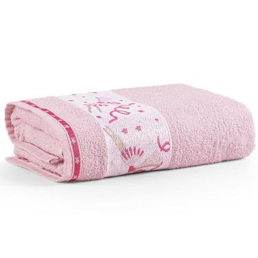Imagem de Toalha de Banho Avulsa Minimi Infantil 100% Algodão - 1,15m x 75cm - Bailarina - Rosa