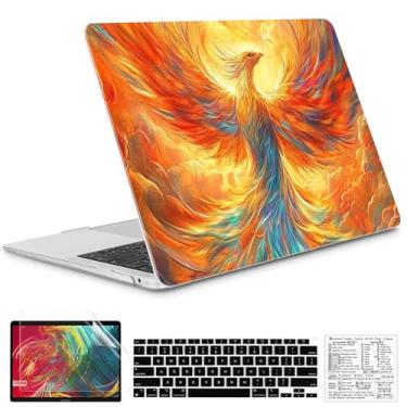 Imagem de QCzyc Compatível com MacBook Air 13 polegadas 2022, 2021-2018 M1 A2337 A2179 A1932 capa de plástico rígido durável e capa de teclado e adesivo de teclado Mac OS (Phoenix)