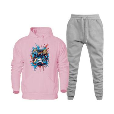 Imagem de Conjunto de Frio Moletom Abrigo Masculino Blusa Canguru e Calça Quenti