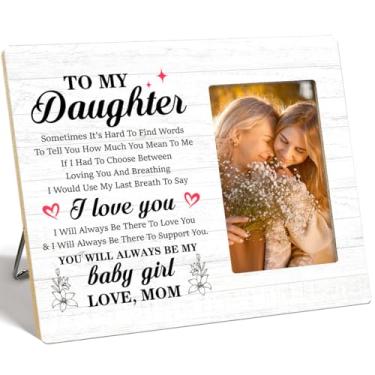 Imagem de OTINGQD Porta-retrato para filhas, presente para filha da mãe, presente de Natal, aniversário, formatura para filhas, moldura de madeira You Will Always Be My Baby Girl Daughter