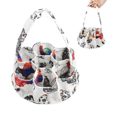 Imagem de Cesta de coleta de ovos com 7 bolsas, mini sacos de coleta de ovos para armazenamento de ovos frescos, cesta de coleta de ovos de fazenda para frango, galinha, pato, ganso