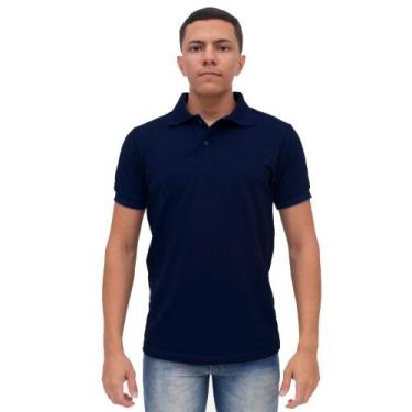 Imagem de Camisa Gola Polo Basica Masculina Manga Piquet Algodao Poliester Lisa 