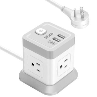 Imagem de Power Strip BEVA Cube com 4 saídas e 3 portas USB, cabo de 1,5 m