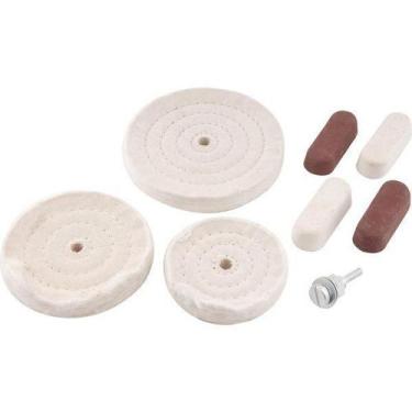 Imagem de Jogo Rodas Pano Polimento 100Mm Com Pasta 8Pcs Vd 1240000008 - Vonder
