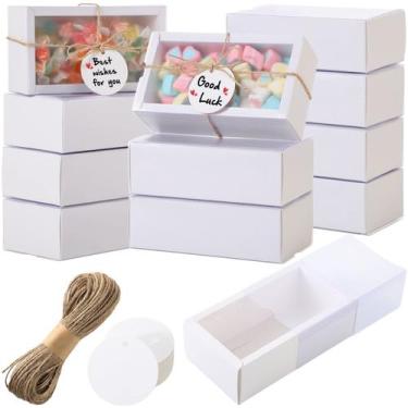 Imagem de Caixas de presente Roowest Kraft, gaveta de papel com janela, 50 conju