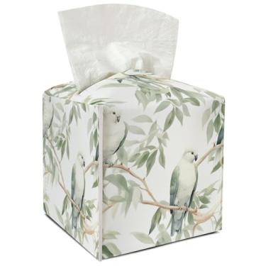 Imagem de Porta-lenços de eucalipto quadrado com cinto inferior capa decorativa de couro aquarela para banheiro, carro, escritório, ideal para mulheres, amigas, mãe, melhor amiga, aniversário, Natal, presentes