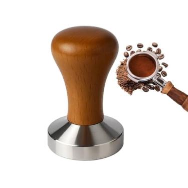 Imagem de Ferramenta de prensa de café de aço inoxidável premium de 51 mm com cabo de madeira grau barista para máquina de café expresso e acessórios de café para extração perfeita