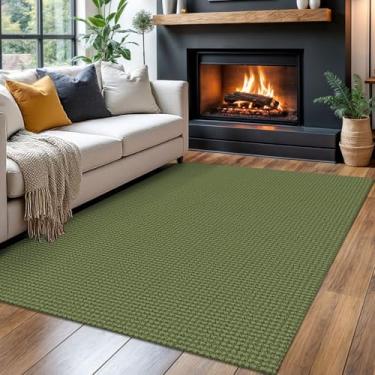 Imagem de Ivissy Tapete trançado, 1,2 x 1,8 m, lavável para entrada, antiderrapante, boho, entrada, interior, algodão, quarto, tapete de porta para hall de entrada, quarto, sala de estar, verde