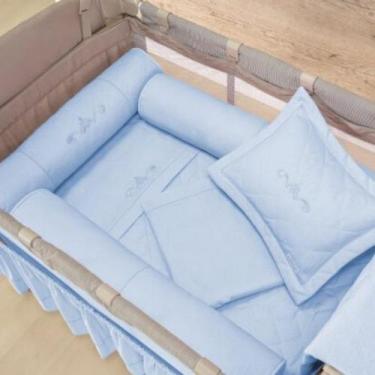 Imagem de Kit Berço Desmontável 3 Peças Arabesco Azul - Loja Baby