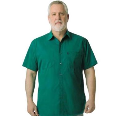 Imagem de Camisa Social Microleve Manga Curta Plus Size Não Amassa - C&C, Verde 