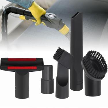 Imagem de Acessório para aspirador de pó 5 peças, aspirador de pó de limpeza doméstica com adaptadores para acessórios de aspirador de pó, diâmetro interno cabeça chata de sucção de 3,5 cm e escova redonda bico