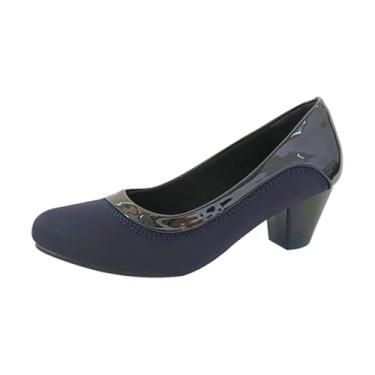 Imagem de HC SHOES Mocassins femininos ortopédicos de joanete – Sapatos sociais de salto baixo sem cadarço com suporte ortopédico, Azul, 7 Wide
