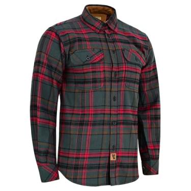 Imagem de Camisa masculina de flanela xadrez de manga comprida com botões casuais, para homens, 100% algodão, punhos de veludo cotelê, Woodlot, XG