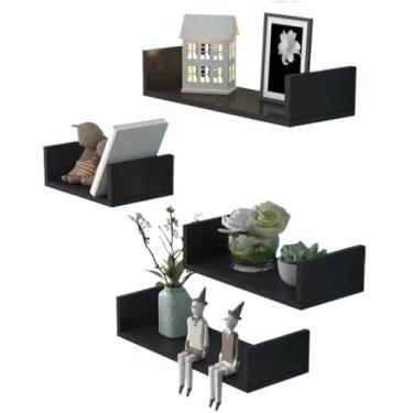 Imagem de Kit 4 Prateleiras Nicho Em U 20cm 30cm 40cm 50cm Preto/Branco Decoração Sala Cozinha Quarto(Preto 4 U 20/30/40/50)