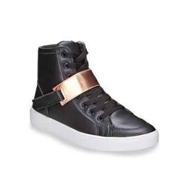 Imagem de Tênis Tenehi Feminino Cano Alto Preto com Detalhe Metalizado Rosê Moderno (preto, BR, Adulto, Numérico, 40)