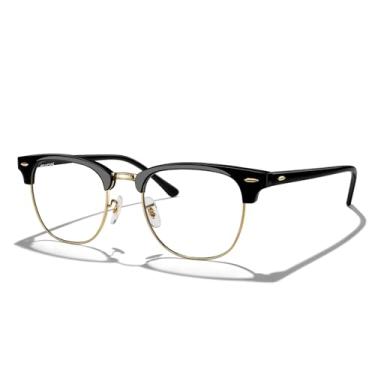 Imagem de MERRY'S Óculos de sol clássicos quadrados semiaros polarizados para homens e mulheres S6016, Armação preta/ponte dourada/lente anti-luz azul, Lens Width: 51 Millimeters