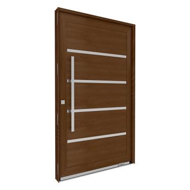 Imagem de Porta de Alumínio Pivotante Amadeirada com Friso 225cm X 130 Cm Lucasa Eccellente Marrom