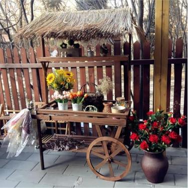 Imagem de Grande Carrinho De Flores De 3 Camadas, Plantador De Madeira Maciça Para Vasos De Flores, Carrinho De Carrinhos Para Plantas, Expositor Para Decoração De Jardim, Wood